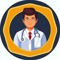 ai generado médico médico avatar icono acortar Arte pegatina decoración sencillo antecedentes foto