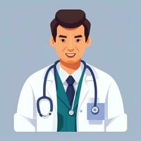 AI generated Doctor Medic Avatar Icon Clip Art Sticker Decoration Simple Background photo