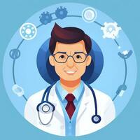 AI generated Doctor Medic Avatar Icon Clip Art Sticker Decoration Simple Background photo