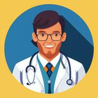 ai generado médico médico avatar icono acortar Arte pegatina decoración sencillo antecedentes foto