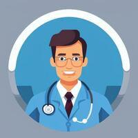 AI generated Doctor Medic Avatar Icon Clip Art Sticker Decoration Simple Background photo