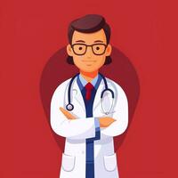 AI generated Doctor Medic Avatar Icon Clip Art Sticker Decoration Simple Background photo