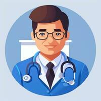 AI generated Doctor Medic Avatar Icon Clip Art Sticker Decoration Simple Background photo