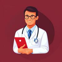 ai generado médico médico avatar icono acortar Arte pegatina decoración sencillo antecedentes foto