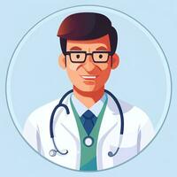 ai generado médico médico avatar icono acortar Arte pegatina decoración sencillo antecedentes foto