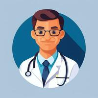 AI generated Doctor Medic Avatar Icon Clip Art Sticker Decoration Simple Background photo