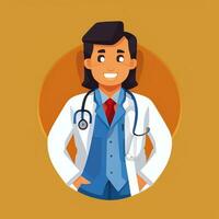 AI generated Doctor Medic Avatar Icon Clip Art Sticker Decoration Simple Background photo