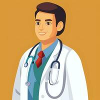 AI generated Doctor Medic Avatar Icon Clip Art Sticker Decoration Simple Background photo