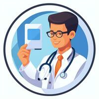 ai generado médico médico avatar icono acortar Arte pegatina decoración sencillo antecedentes foto