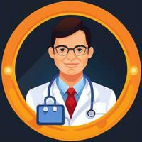 AI generated Doctor Medic Avatar Icon Clip Art Sticker Decoration Simple Background photo