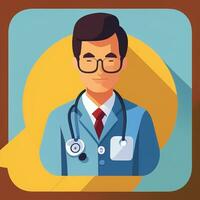 ai generado médico médico avatar icono acortar Arte pegatina decoración sencillo antecedentes foto