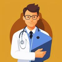 AI generated Doctor Medic Avatar Icon Clip Art Sticker Decoration Simple Background photo