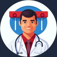 ai generado médico médico avatar icono acortar Arte pegatina decoración sencillo antecedentes foto