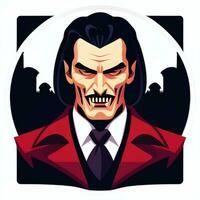 AI generated Dracula Vampire Avatar Gamer Icon Clip Art Sticker Decoration Simple Background photo