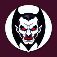 AI generated Dracula Vampire Avatar Gamer Icon Clip Art Sticker Decoration Simple Background photo