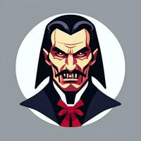 AI generated Dracula Vampire Avatar Gamer Icon Clip Art Sticker Decoration Simple Background photo