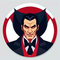 AI generated Dracula Vampire Avatar Gamer Icon Clip Art Sticker Decoration Simple Background photo