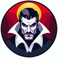 AI generated Dracula Vampire Avatar Gamer Icon Clip Art Sticker Decoration Simple Background photo