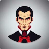 AI generated Dracula Vampire Avatar Gamer Icon Clip Art Sticker Decoration Simple Background photo