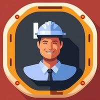 AI generated Engineer Avatar Icon Clip Art Sticker Decoration Simple Background photo