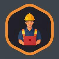 AI generated Engineer Avatar Icon Clip Art Sticker Decoration Simple Background photo