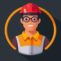 AI generated Engineer Avatar Icon Clip Art Sticker Decoration Simple Background photo