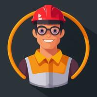 AI generated Engineer Avatar Icon Clip Art Sticker Decoration Simple Background photo