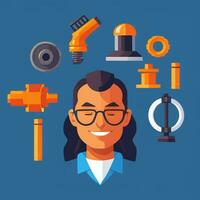 AI generated Engineer Avatar Icon Clip Art Sticker Decoration Simple Background photo