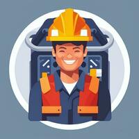 AI generated Engineer Avatar Icon Clip Art Sticker Decoration Simple Background photo