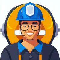 AI generated Engineer Avatar Icon Clip Art Sticker Decoration Simple Background photo