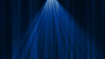 Abstract blue curtain background in a theater or stage illuminated by spotlight lamps made of iridescent stripes and lines video