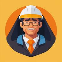 AI generated Engineer Avatar Icon Clip Art Sticker Decoration Simple Background photo