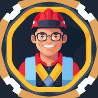 AI generated Engineer Avatar Icon Clip Art Sticker Decoration Simple Background photo