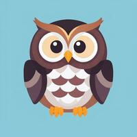 AI generated Cute Owl Avatar Icon Clip Art Sticker Decoration Simple Background photo