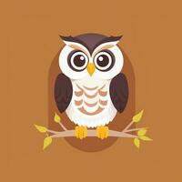 AI generated Cute Owl Avatar Icon Clip Art Sticker Decoration Simple Background photo