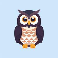 AI generated Cute Owl Avatar Icon Clip Art Sticker Decoration Simple Background photo