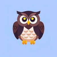 AI generated Cute Owl Avatar Icon Clip Art Sticker Decoration Simple Background photo