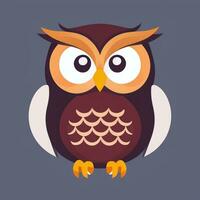 AI generated Cute Owl Avatar Icon Clip Art Sticker Decoration Simple Background photo