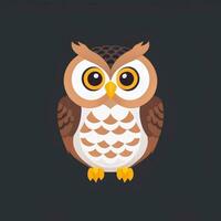 AI generated Cute Owl Avatar Icon Clip Art Sticker Decoration Simple Background photo