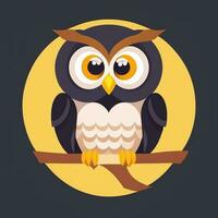 AI generated Cute Owl Avatar Icon Clip Art Sticker Decoration Simple Background photo