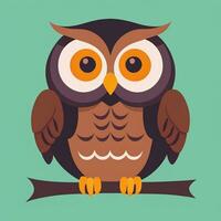 AI generated Cute Owl Avatar Icon Clip Art Sticker Decoration Simple Background photo