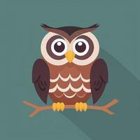 AI generated Cute Owl Avatar Icon Clip Art Sticker Decoration Simple Background photo