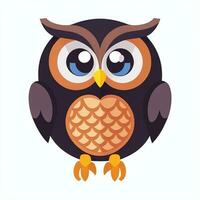 AI generated Cute Owl Avatar Icon Clip Art Sticker Decoration Simple Background photo