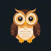 AI generated Cute Owl Avatar Icon Clip Art Sticker Decoration Simple Background photo