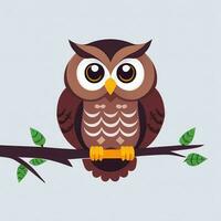 AI generated Cute Owl Avatar Icon Clip Art Sticker Decoration Simple Background photo