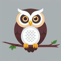 AI generated Cute Owl Avatar Icon Clip Art Sticker Decoration Simple Background photo