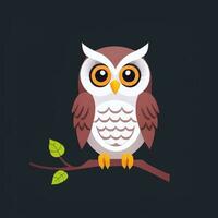 AI generated Cute Owl Avatar Icon Clip Art Sticker Decoration Simple Background photo