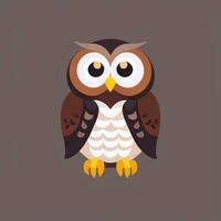 AI generated Cute Owl Avatar Icon Clip Art Sticker Decoration Simple Background photo