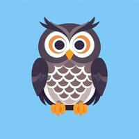 AI generated Cute Owl Avatar Icon Clip Art Sticker Decoration Simple Background photo