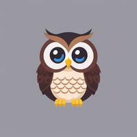 AI generated Cute Owl Avatar Icon Clip Art Sticker Decoration Simple Background photo